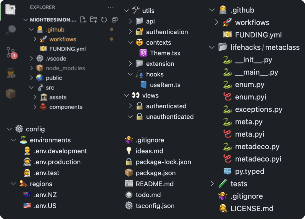 A list of emoji file icons