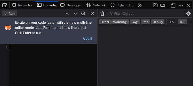 Firefox multi-line mode screenshot