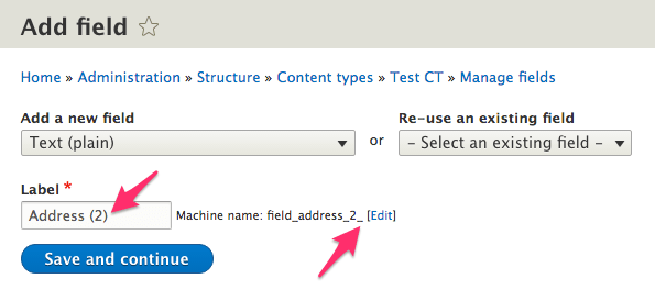 Changing the machine name in the add field form