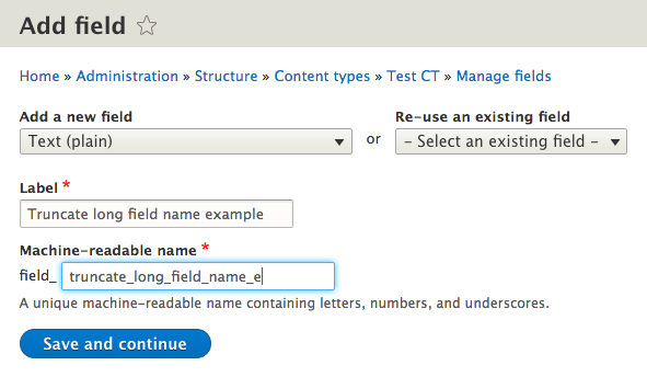 Another example of field name truncating in the add field form