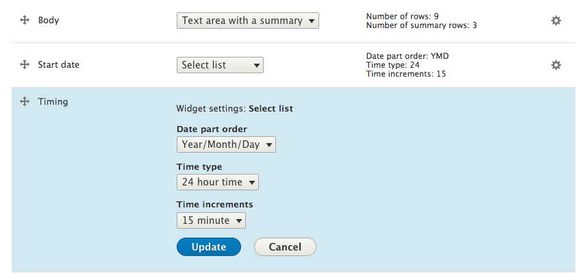Date range date list widget