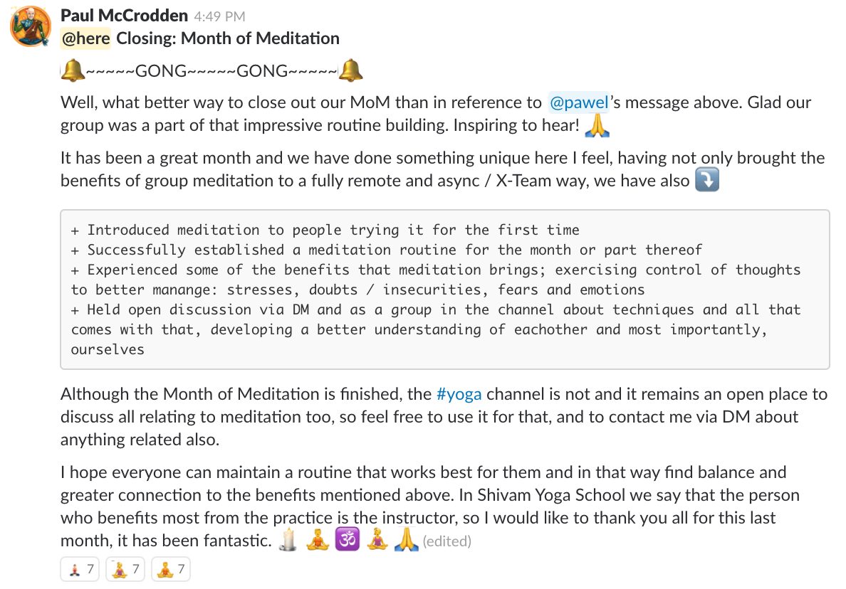 Month of Meditation Close