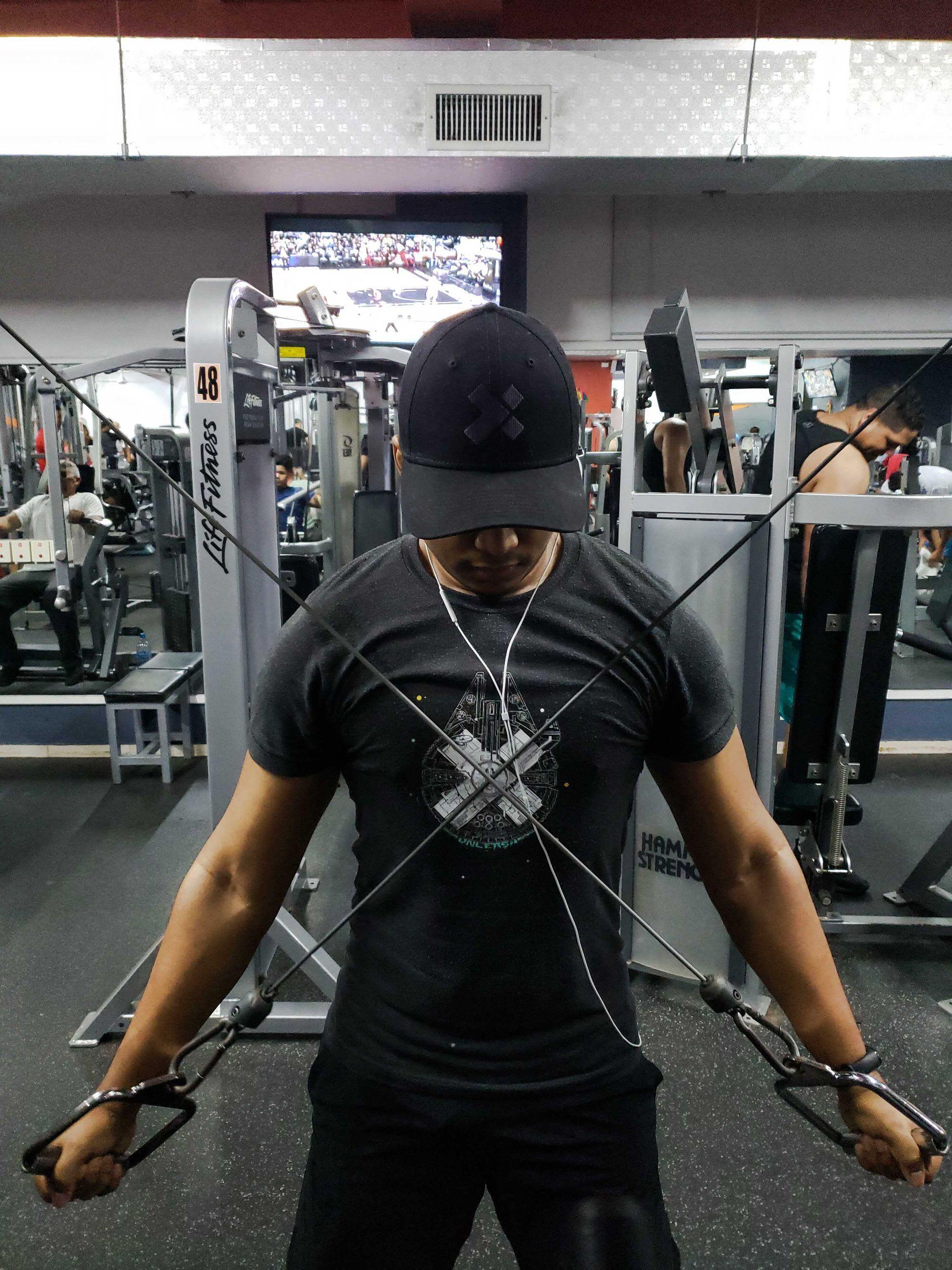 Employee working out at the gym